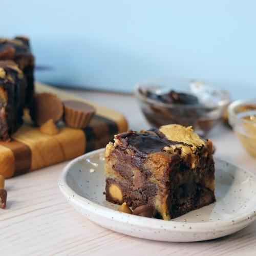 Peanut Buter Cup Brookie on a plate